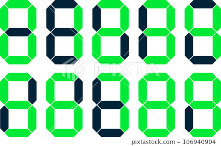 Fluorescent green 7 segment set_01 106940904