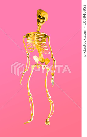 Funny wavy skeleton dancing for cute bright Halloween party Funny wavy skeleton dancing for cute bright Halloween party 106940952