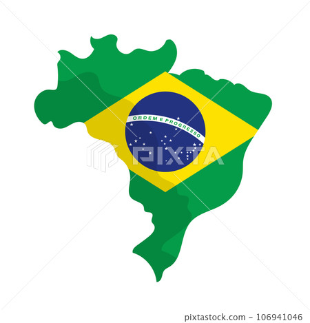 Brazil flag map icon. vector. Brazil flag map icon. vector. 106941046