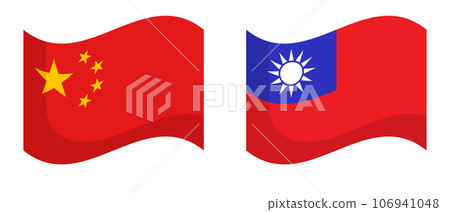 Icon set of waving Chinese flag and Taiwanese flag. vector. Icon set of waving Chinese flag and Taiwanese flag. vector. 106941048