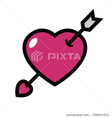 粉紅色的丘比特圖標。愛還是愛。心和弓和箭。向量。 106941051