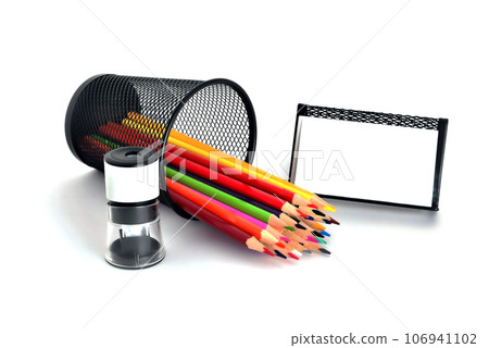 Color pencils, pencil sharpener, card holder Color pencils, pencil sharpener, card holder 106941102