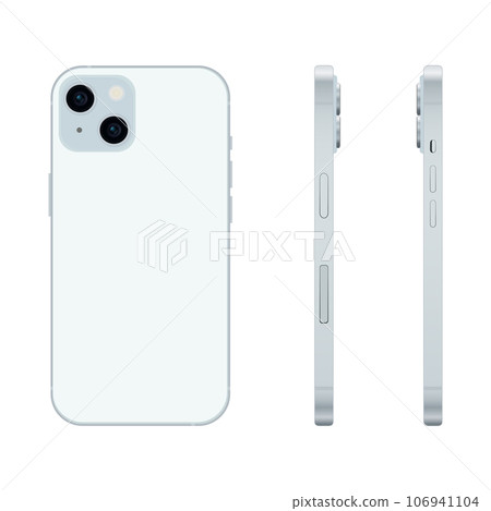 New blue smartphone model 15, mockup template on white background - Vector New blue smartphone model 15, mockup template on white background - Vector 106941104