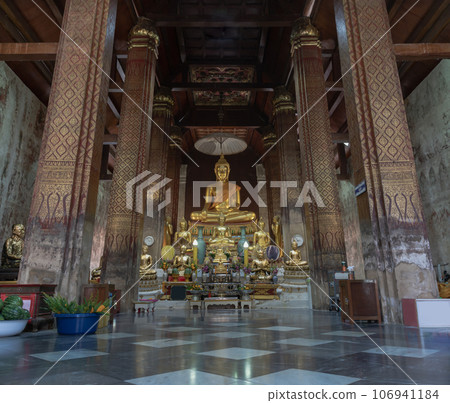 The Phra Phuttha Chinnarat in Enshrined at Monastery at Wat Yai Suwannaram temple. The Phra Phuttha Chinnarat in Enshrined at Monastery at Wat Yai Suwannaram temple. 106941184