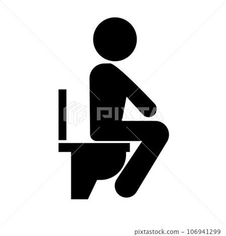 Silhouette icon of a person sitting on the toilet and defecating. vector. 106941299