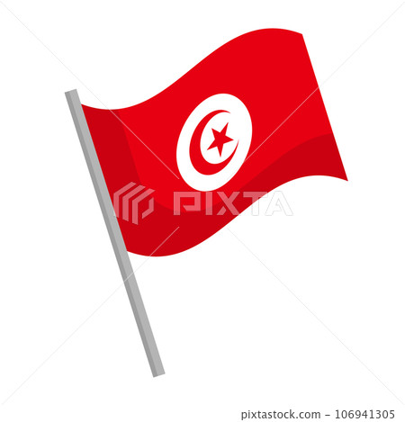 Tunisia flag icon with pole. vector. 106941305