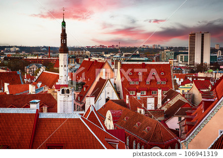 Tallinn view at sunset 106941319
