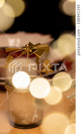 christmas festive decoration on the table selective focus 106941395
