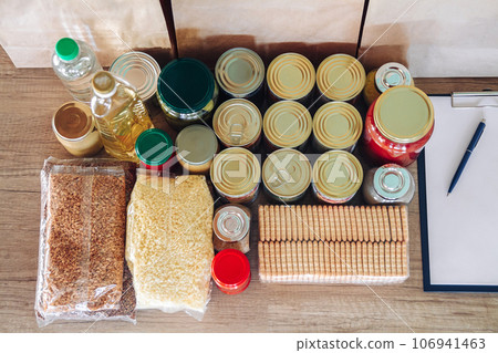 A Paper Bags and Donation Food Set 106941463