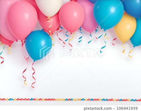 Birthday party poster with helium balloon and copy space. 106941939