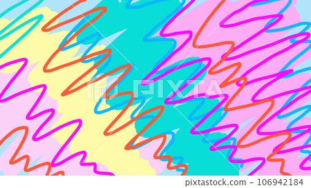 Memphis and retro 80s doodle style. Creative colored neon abstract. Fashion design with simple wavy lines. Minimalism. Vector. Children s ornament, textile, print, cover design, fabric, clothing. Memphis and retro 80s doodle style. Creative colored neon abstract. Fashion design with simple wavy lines. Minimalism. Vector. Children s ornament, textile, print, cover design, fabric, clothing. 106942184