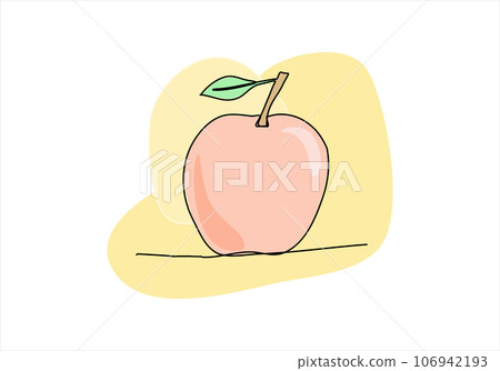 Apple one line drawing colored with pastel colors. Vector illustration. 106942193