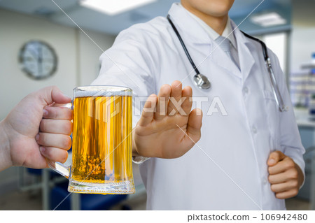 The concept of prohibiting alcohol consumption for the health. The concept of prohibiting alcohol consumption for the health. 106942480