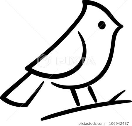 Simple line drawing of little crested bird Simple line drawing of little crested bird 106942487