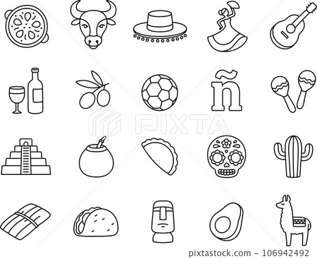 Spanish language and Hispanic cultures icons 106942492