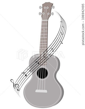 Musical instruments. Ukulele guitar with musical wave vertical. Vector illustration Musical instruments. Ukulele guitar with musical wave vertical. Vector illustration 106942495