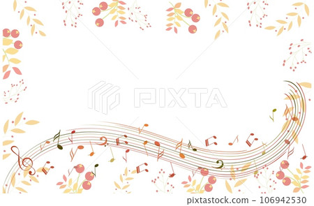 Music Design. Music wave with autumn leaves. For concerts, music, presentations, certificates. Music Design. Music wave with autumn leaves. For concerts, music, presentations, certificates. 106942530