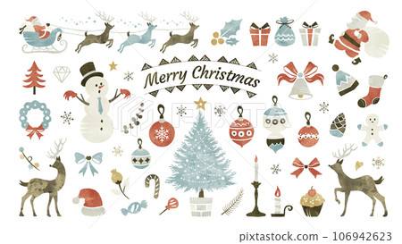 Christmas watercolor illustration set (retro & antique) 106942623