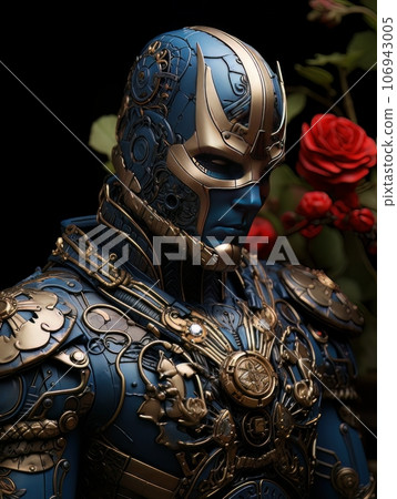 Male superhero character in blue suit with superpowers. AI Male superhero character in blue suit with superpowers. AI 106943005