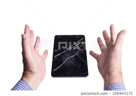 a small tablet with a broken screen a small tablet with a broken screen 106943172