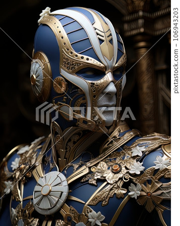 Male superhero character in blue suit with superpowers. AI Male superhero character in blue suit with superpowers. AI 106943203