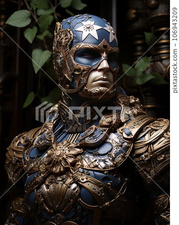 Male superhero character in blue suit with superpowers. AI Male superhero character in blue suit with superpowers. AI 106943209