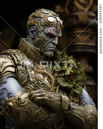 Green-skinned furious superhero with superpowers in classic aristocratic luxury suit. AI Green-skinned furious superhero with superpowers in classic aristocratic luxury suit. AI 106943367