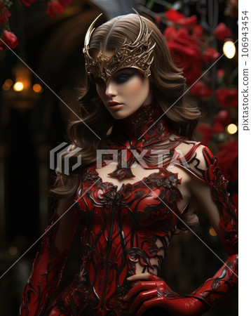 Beautiful woman in tight sexy costume and cat mask. AI Beautiful woman in tight sexy costume and cat mask. AI 106943454