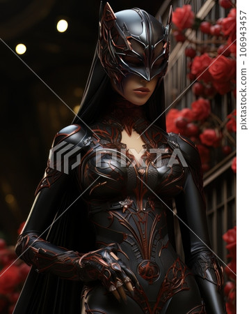 Beautiful woman in tight sexy costume and cat mask. AI Beautiful woman in tight sexy costume and cat mask. AI 106943457