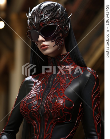 Beautiful woman in tight sexy costume and cat mask. AI Beautiful woman in tight sexy costume and cat mask. AI 106943459