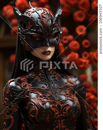 Beautiful woman in tight sexy costume and cat mask. AI Beautiful woman in tight sexy costume and cat mask. AI 106943507