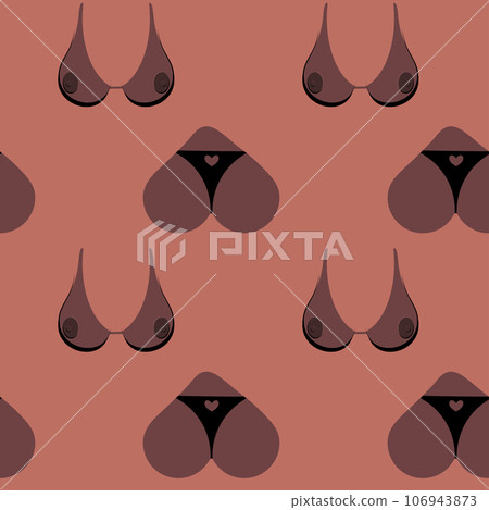 Seamless pattern, boobs and butt black girl, beautiful female body Seamless pattern, boobs and butt black girl, beautiful female body 106943873
