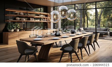 The rustic interior design of a modern living room. The rustic interior design of a modern living room. 106944315