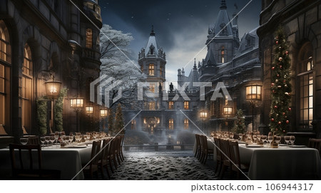 New Year's streets. Celebrating the New Year on decorated streets New Year's streets. Celebrating the New Year on decorated streets 106944317