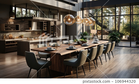 The rustic interior design of a modern living room. The rustic interior design of a modern living room. 106944320