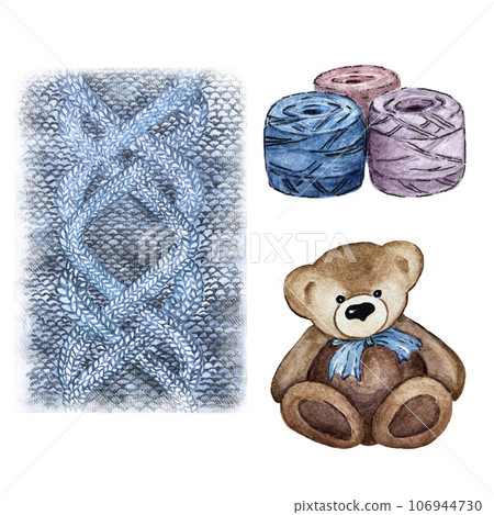Set of watercolor illustrations of bear, ball and background. High quality Set of watercolor illustrations of bear, ball and background. High quality 106944730