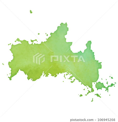 Illustration of Yamaguchi prefecture map in watercolor style 106945208