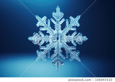 Snowflake on a dark blue background. AI generated 106945410