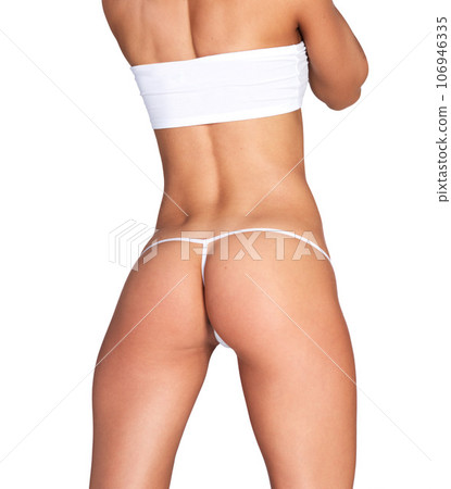 Sexy, beauty and lingerie with buttocks of woman for workout, wellness and skincare treatment. Hair removal, natural and exercise with legs of model in underwear for fitness, epilation and waxing Sexy, beauty and lingerie with buttocks of woman for workout, wellness and skincare treatment. Hair removal, natural and exercise with legs of model in underwear for fitness, epilation and waxing 106946335