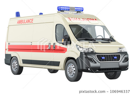 Ambulance van, ambulance. 3D rendering Ambulance van, ambulance. 3D rendering 106946337