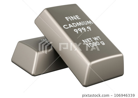 Cadmium ingots, 3D rendering Cadmium ingots, 3D rendering 106946339