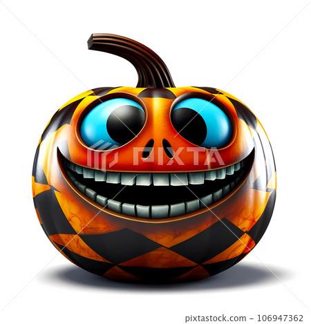 Modern Halloween pumpkin with a sly smile. Decoration for a happy Halloween 106947362