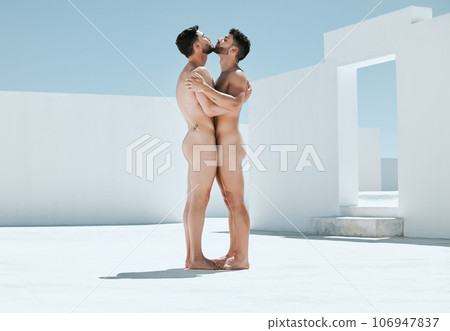 Art, creativity and naked men hugging in pose, embrace and sun, Greek architecture and photography with lgbt love. Creative pride aesthetic, artistic passion and nude gay couple with athletic body. Art, creativity and naked men hugging in pose, embrace and sun, Greek architecture and photography with lgbt love. Creative pride aesthetic, artistic passion and nude gay couple with athletic body. 106947837