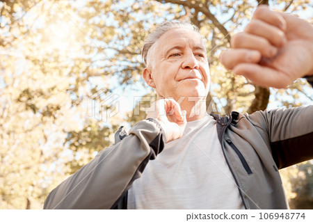 Senior man, check heart rate and smart watch for run, thinking and breathing for training goals in parkpul. Elderly runner, iot clock and outdoor for exercise, workout or fitness and pulse in nature Senior man, check heart rate and smart watch for run, thinking and breathing for training goals in parkpul. Elderly runner, iot clock and outdoor for exercise, workout or fitness and pulse in nature 106948774