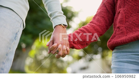 Family, holding hands and mother with child outdoor, bonding and travel. Support, walking and mom with kid for safety, security and care, trust and love while enjoying quality time together in nature Family, holding hands and mother with child outdoor, bonding and travel. Support, walking and mom with kid for safety, security and care, trust and love while enjoying quality time together in nature 106950982