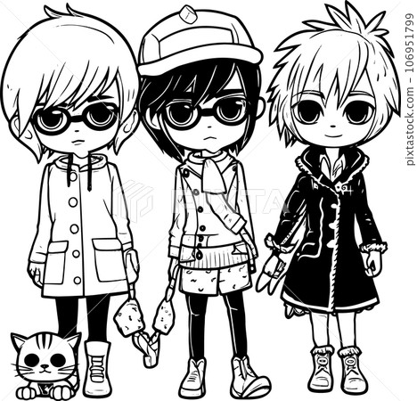 anime character with ,Black and white coloring pages for kids, simple lines ,kawaii anime cute illustration drawing clip art character, Transparent ,PNG anime character with ,Black and white coloring pages for kids, simple lines ,kawaii anime cute illustration drawing clip art character, Transparent ,PNG 106951799
