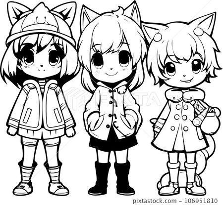 anime character with ,Black and white coloring pages for kids, simple lines ,kawaii anime cute illustration drawing clip art character, Transparent ,PNG anime character with ,Black and white coloring pages for kids, simple lines ,kawaii anime cute illustration drawing clip art character, Transparent ,PNG 106951810