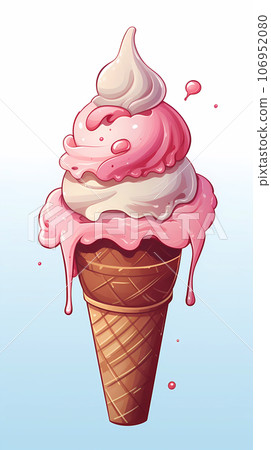 手绘卡通美味的冰淇淋插画 106952080