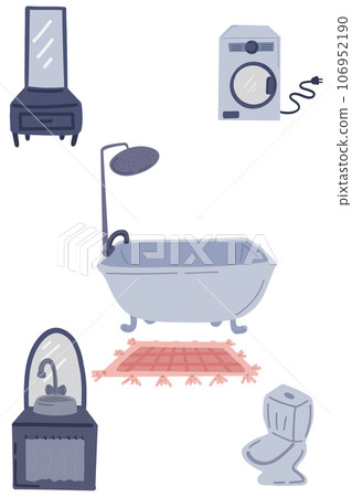 Bathroom hand drawn vector icons set Bathroom hand drawn vector icons set 106952190