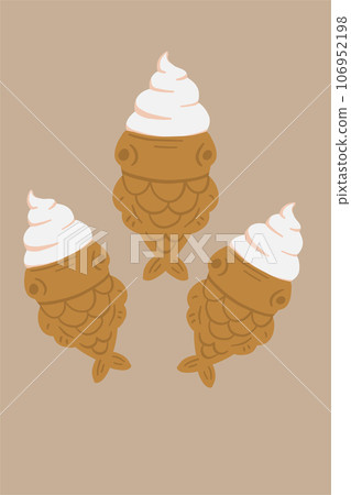 Taiyaki ice cream Korean dessert food 106952198